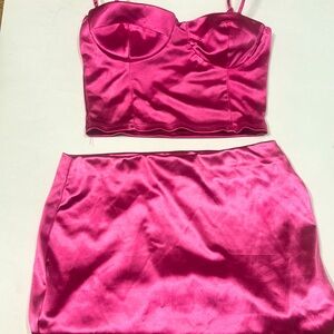 Hot pink matching two piece skirt set from Amazon